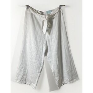 Blue Sol Wide Leg Cropped White Linen Blend Pants NWT Women's Size 2XL